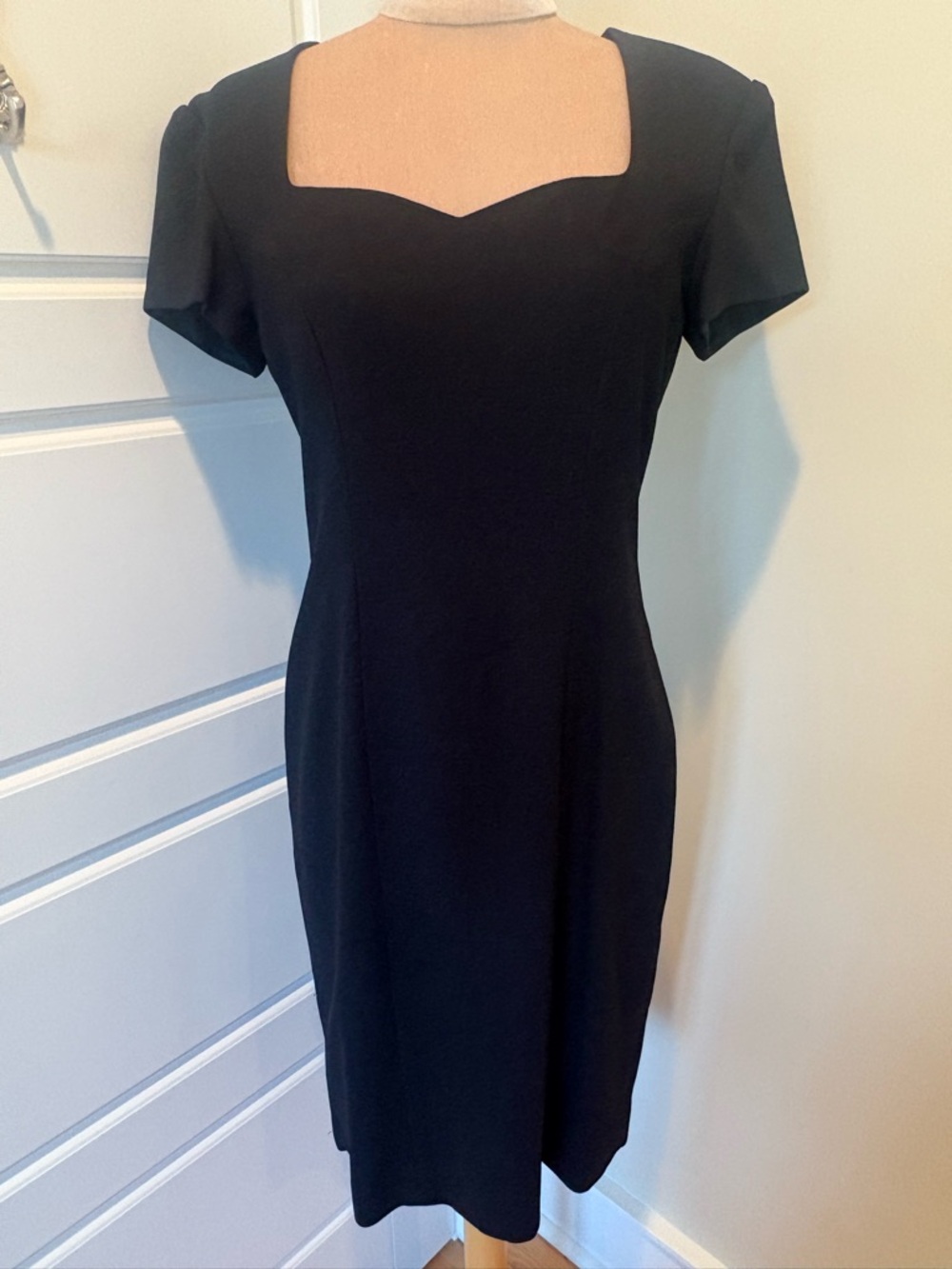 Vintage Liz Claiborne Black Midi Dress with Sweetheart Neckline
